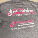 t shirt with go green plumbing logo printed on it screen printed t-shirts